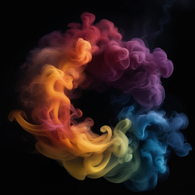 Smoke swirls flowing on a simple black background