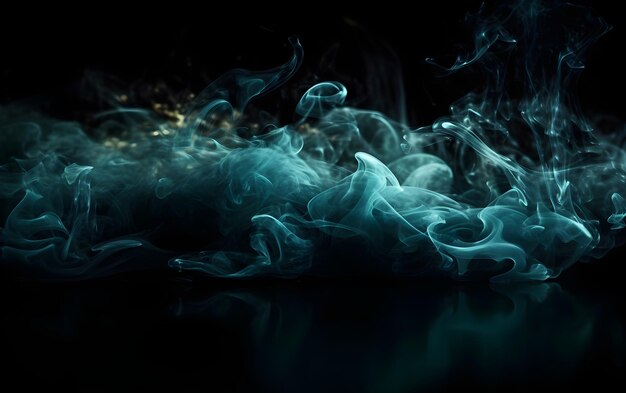 Smoke veil with teal blue color glitter dust Generative AI