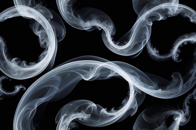 Photo smoke volutes on a pure black background