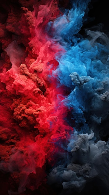 Smoke with red colour in left and blue colour right UHD wallpaper