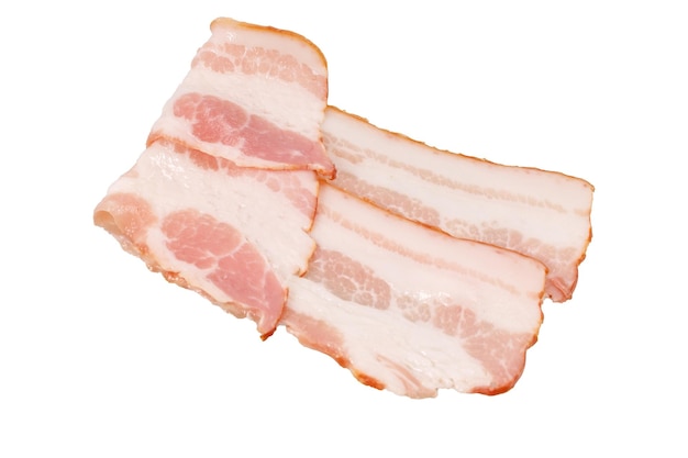 Smoked bacon rolled up isolated on white