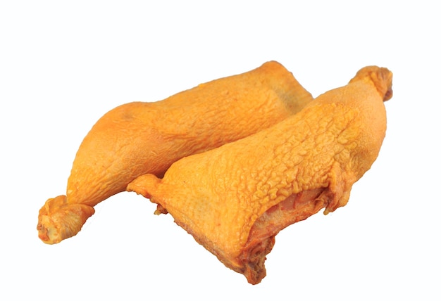 Smoked chicken legs on a white background