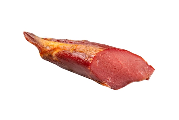 Smoked meat isolated on a white background. Top view.