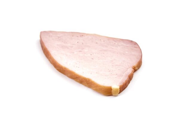 Smoked pork meat slice isolated on white background