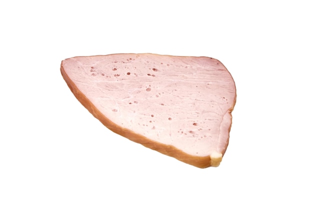 Smoked pork meat slice isolated on white background