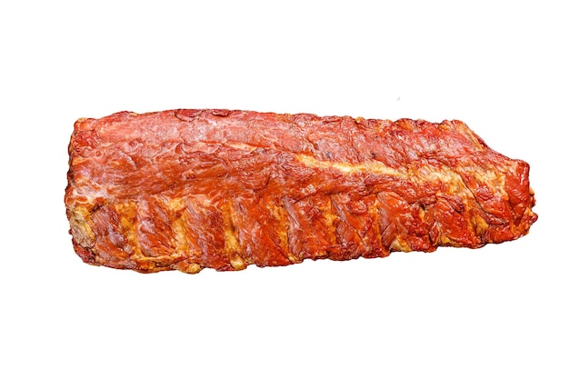 Smoked pork ribs in barbecue sauce Isolated on white background