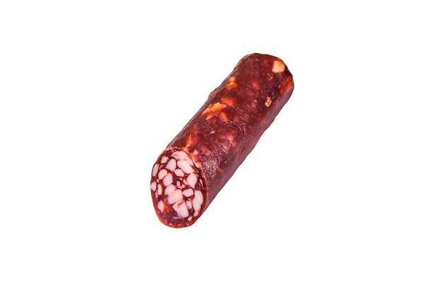 Smoked salami sausage isolated on a white background