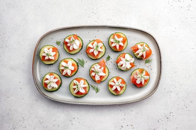 Smoked salmon cucumber bites