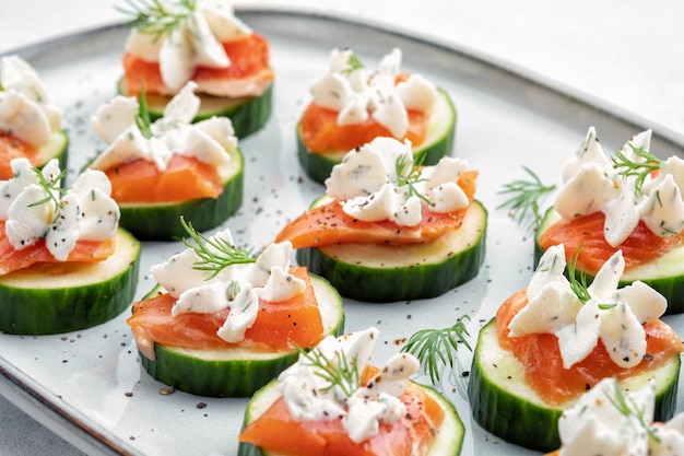 Smoked salmon cucumber bites