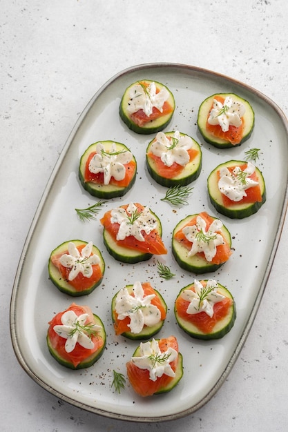 Smoked salmon cucumber bites