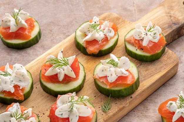 Smoked salmon cucumber bites