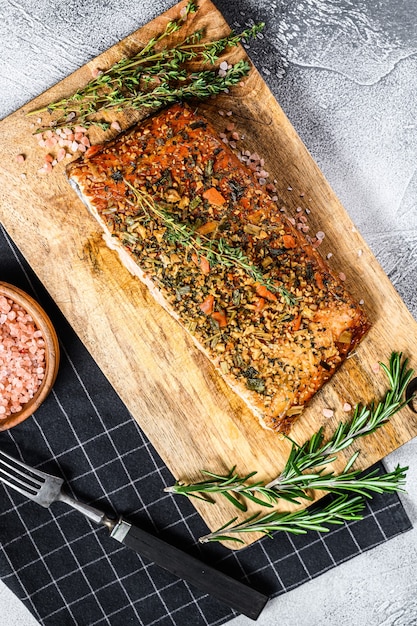 Smoked salmon fillet with spices