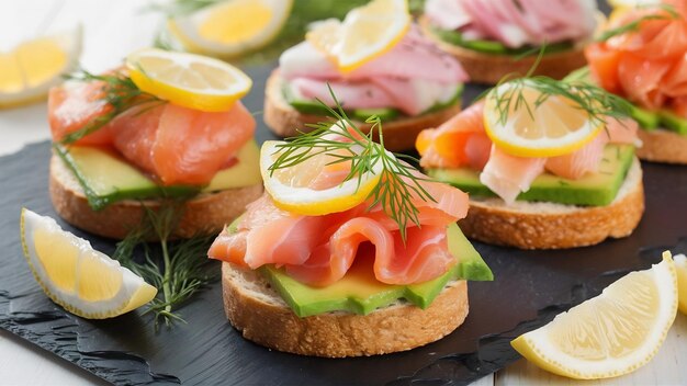 Smoked salmon toasts