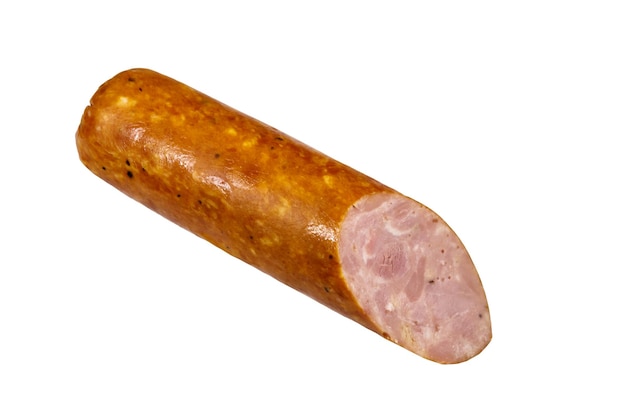 Smoked sausage isolated on white background