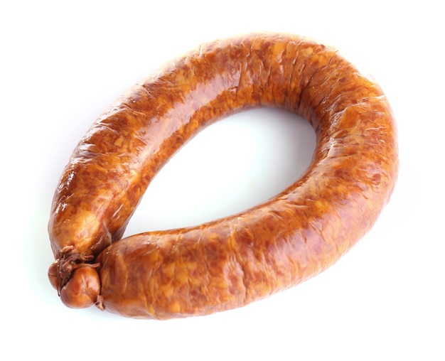 Smoked sausage isolated on white