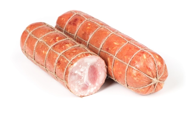 Salsiccia affumicata legata con filo