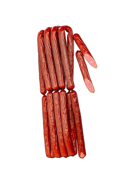 Smoked sausage on a white background