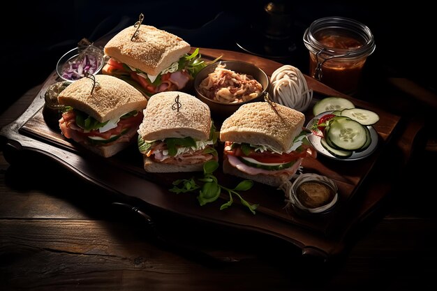 Photo smoked tuna club sandwich