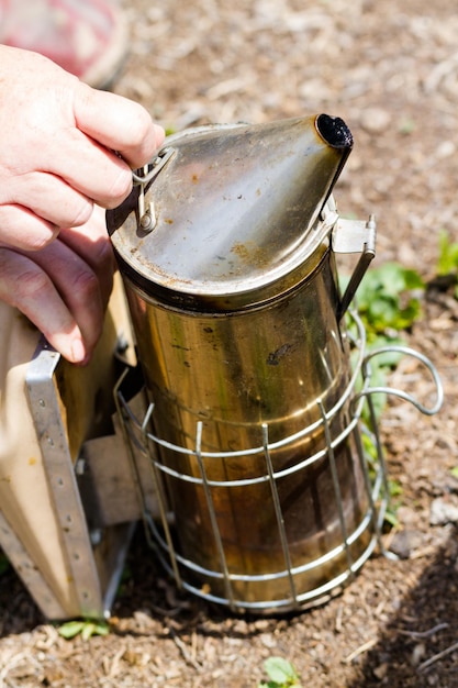 Smoker for beekeeper to manage bee hive.