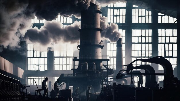 Photo smokestack in factory