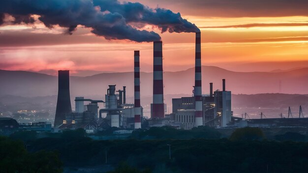 Photo smokestack in factory