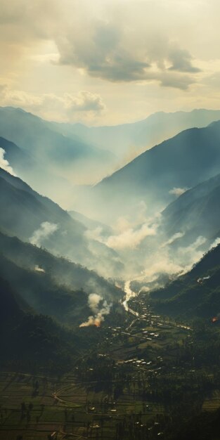 Смоки-Маунтинс - изображение сельского Китая с атмосферными городскими пейзажами