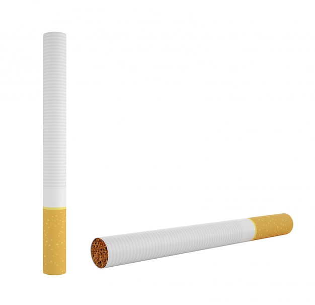 smoking cigarette isolated on a white