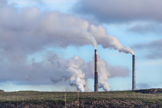 Smoking factory chimneys