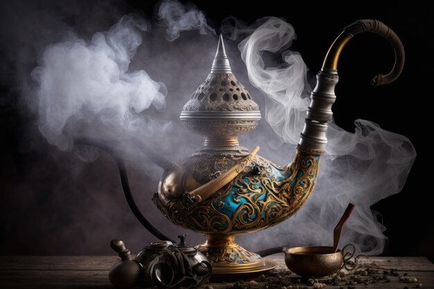 Smoking from pipe for smoking and decoration hookah in smoke