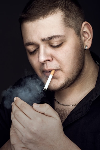 Smoking man portrait