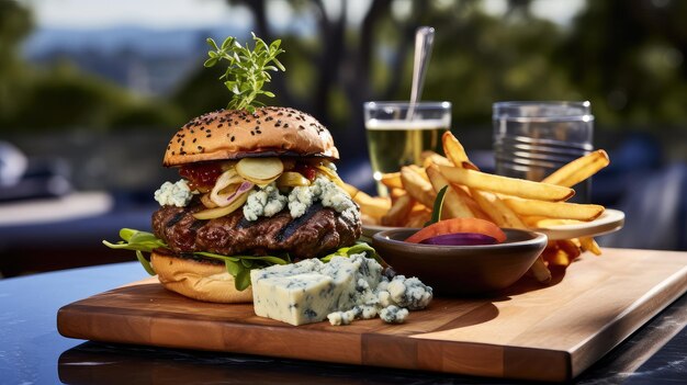 Smoky blue cheese burger