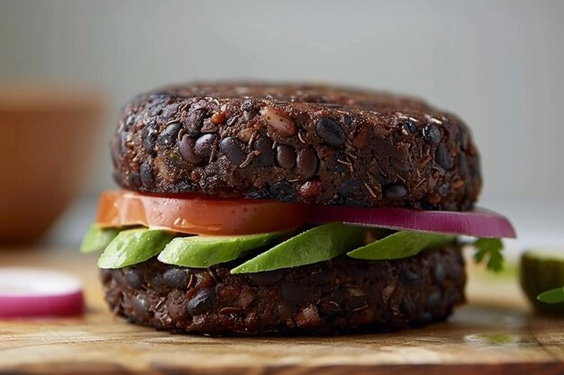 Foto burger di cibo smoky chipotle black bean burger
