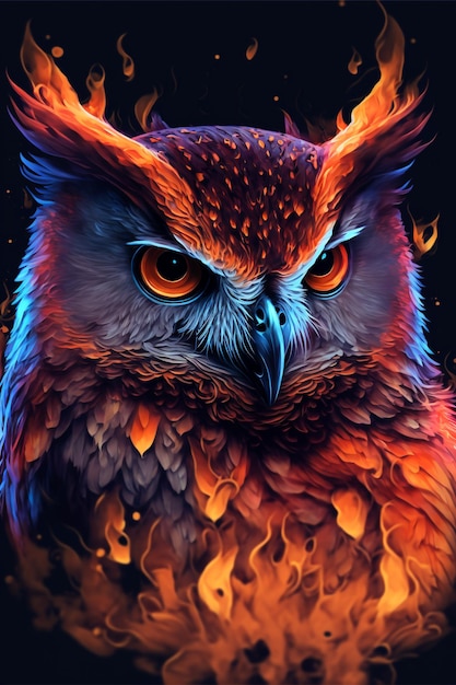 Smoky and fiery owl , generative ai