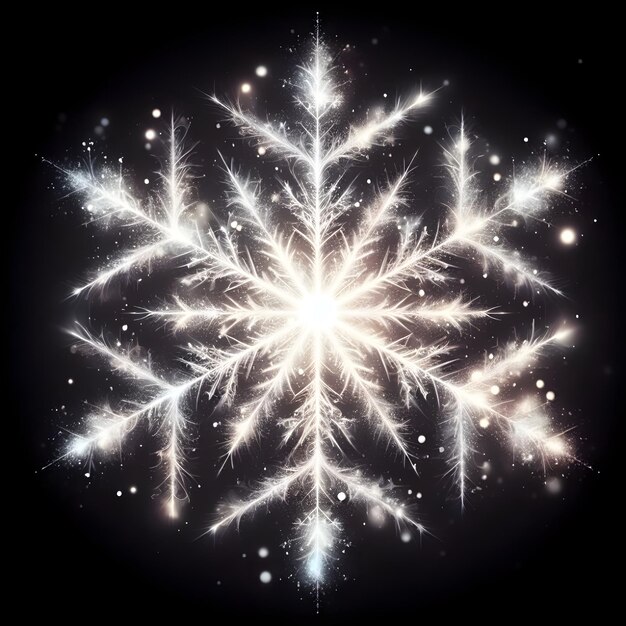 Photo a smoky luminescent white creates the basic outline of snowflake black background