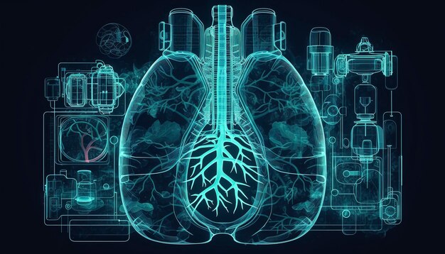 Smoky lungs of a smoker on a dark background isolate medical concept 3d illustration generative ai