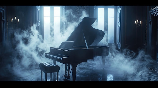 Photo the smoky tendrils of fog swirl and dance around the piano as if coaxing the keys to reveal their