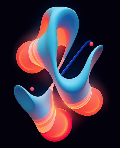 Smooth abstract geometric shapes in the style of neon installations