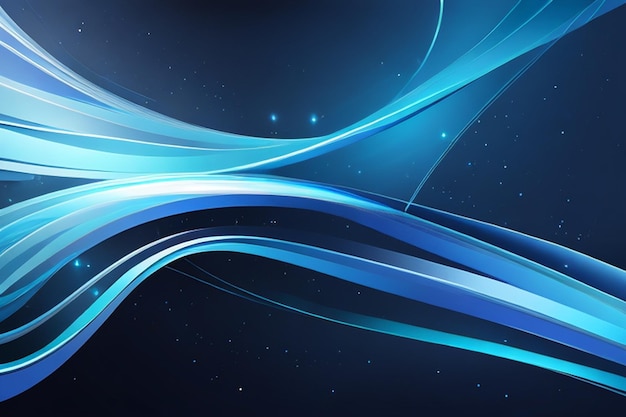 Smooth abstract wavy blue curves on black background with copy space