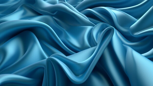 Smooth Blue Satin Fabric Curtain