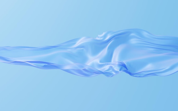 Smooth blue wave cloth background 3d rendering