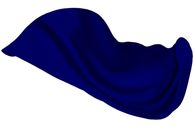 Гладкая элегантная синяя атласная ткань на белом фоне Элегантная синяя прозрачная ткань на белом фоне