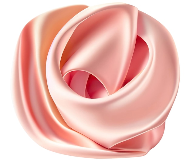 Smooth elegant pink silk or satin texture isolated Soft luxurious cut out wave textile