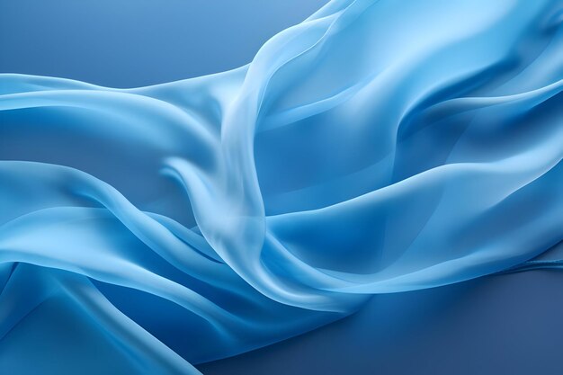 Photo smooth elegant transparent blue cloth separated on blue background