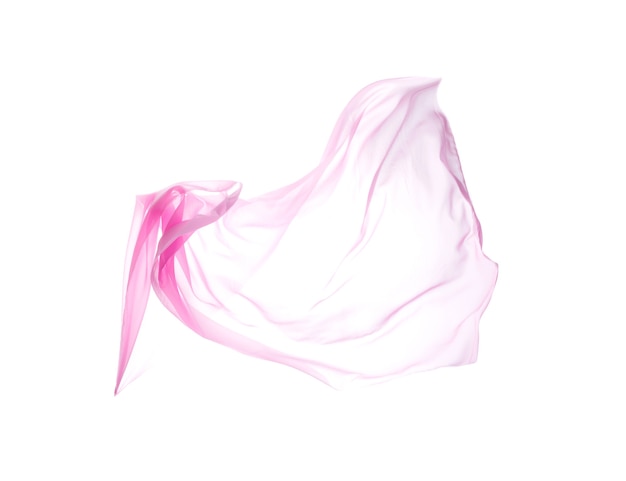 Smooth elegant transparent pink cloth, Flying Blowing  Silk, Texture of flying fabric. Isolated with clipping paths over White Background.