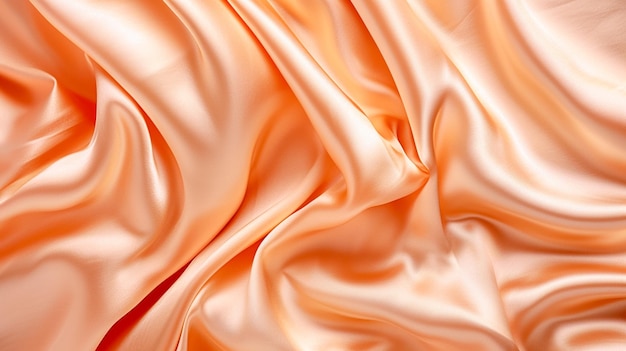 Photo smooth flowing peach colored satin fabric