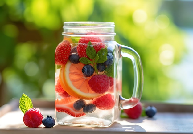 smooth glass teapot with fruit tea