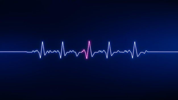 濃い青から明るい色に変化する 滑らかなグラディエントの背景で 輝くECGの音が聞こえます