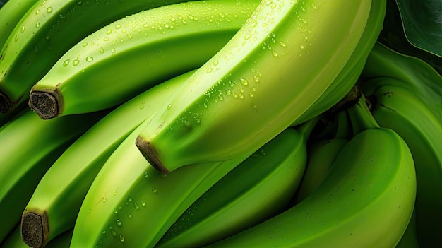 Smooth green banana fruit