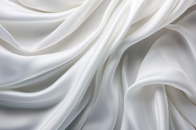 Гладкая и блестящая белая ткань с атласной текстурой создает фон. Ткань покрывает грацию.