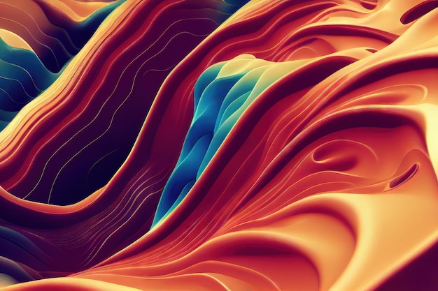 Smooth material colorful waves abstract background d render digital illustration